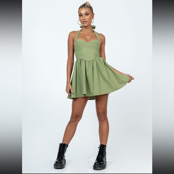 NWOT Princess Polly Lyle mini dress sage - Picture 2 of 5